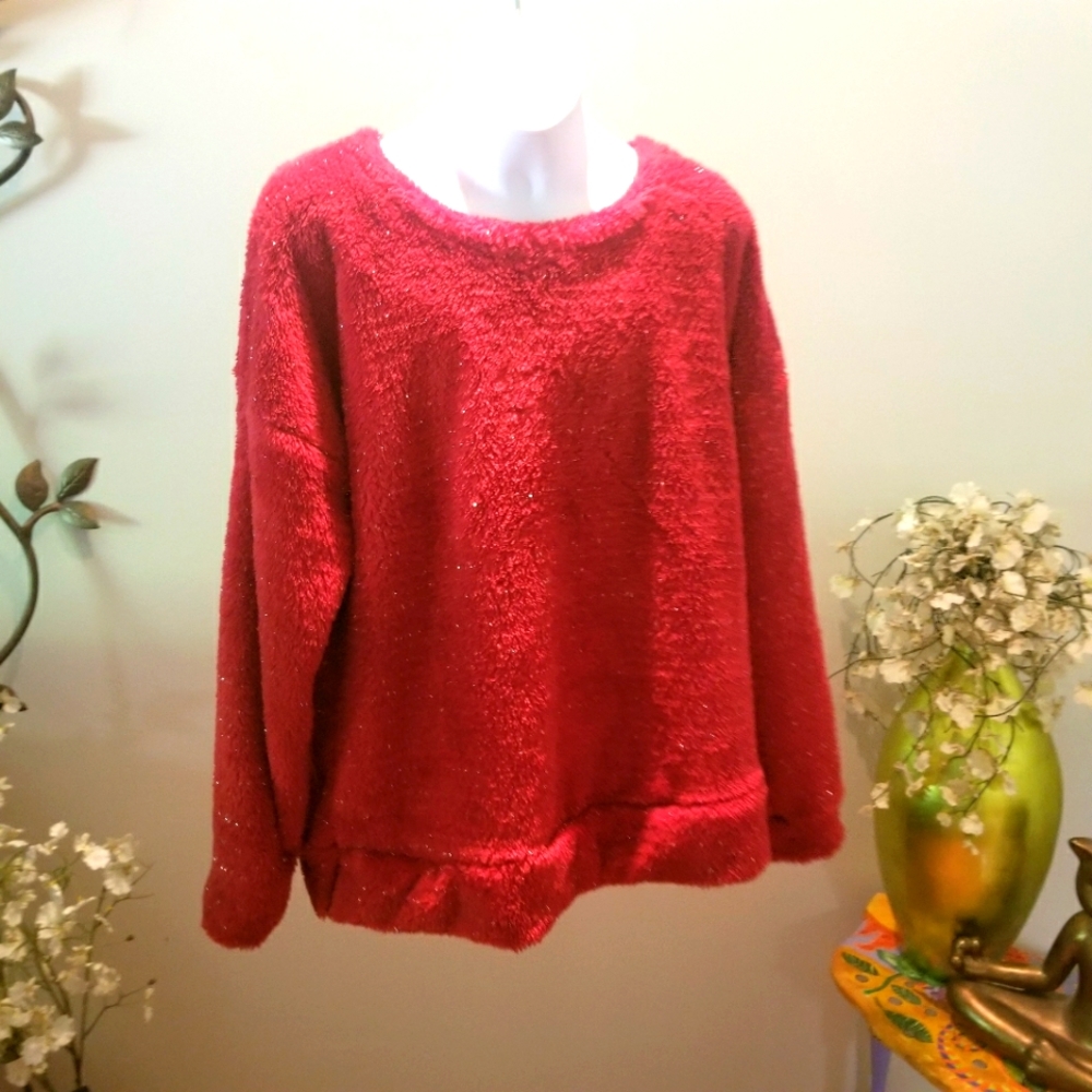 🦋C Active Red Cozy Pullover Sweater